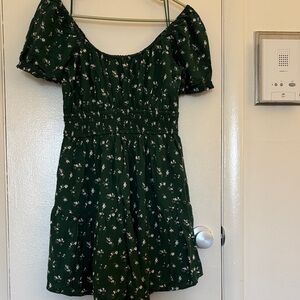 Hollister Dark Green Floral Mini skort Dress